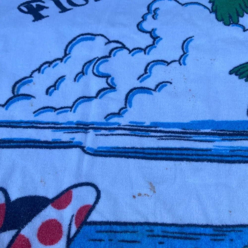 Vintage 90s Disney Retro Beach Towel Mickey Minnie Mouse Florida Palm Tree
